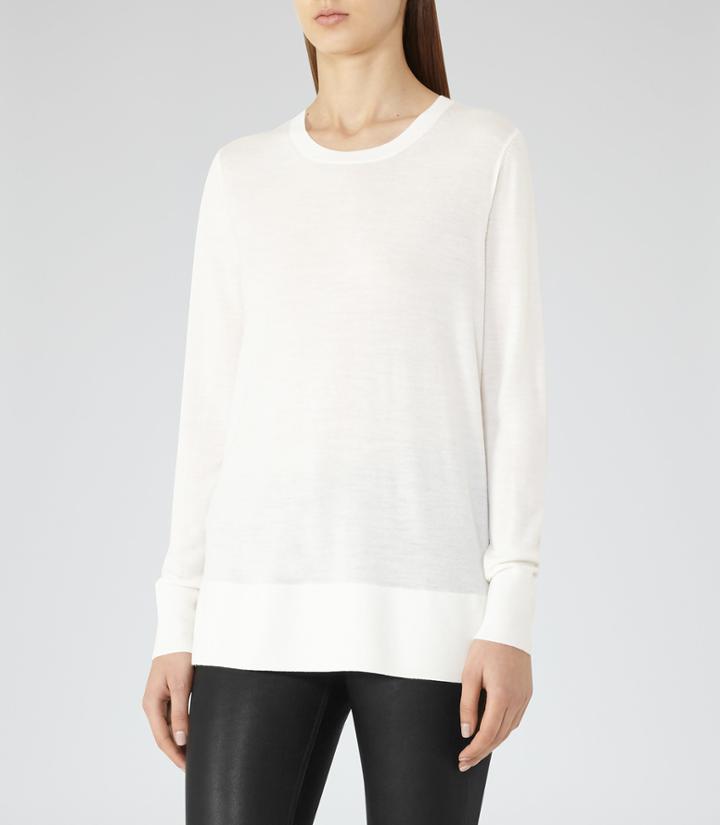 Reiss Clover - Round-neck Jumper In White, Womens, Size 0