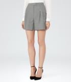 Reiss Maxine Short - Womens Patterned Tailored Shorts In White, Size 6