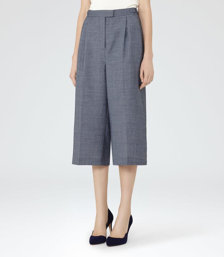 Reiss Russell Culotte - Tailored Culottes In Blue, Womens, Size 0