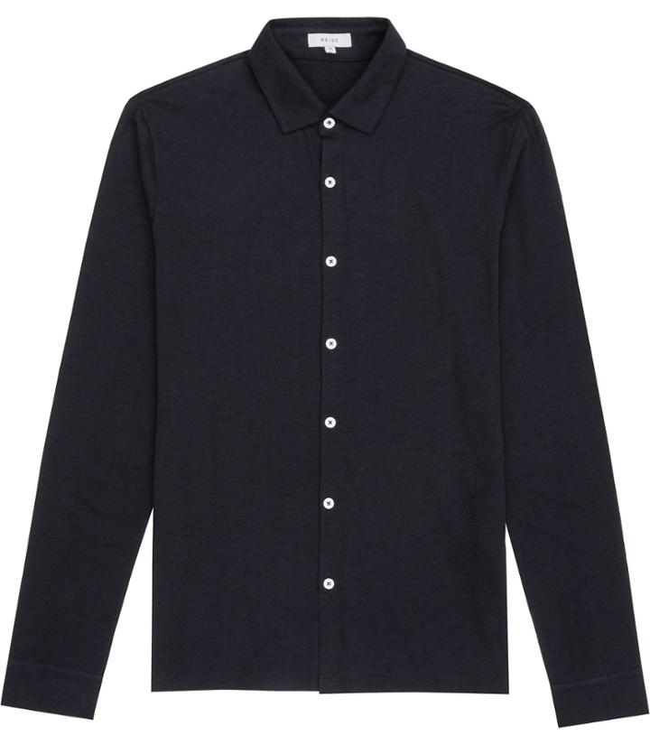 Reiss Chance - Mens Jersey Shirt In Blue, Size Xs