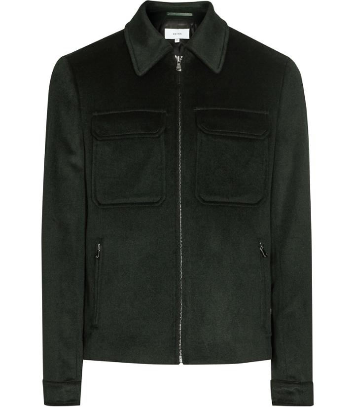 Reiss Moscow - Mens Pocket Wool Jacket In Green, Size Xs