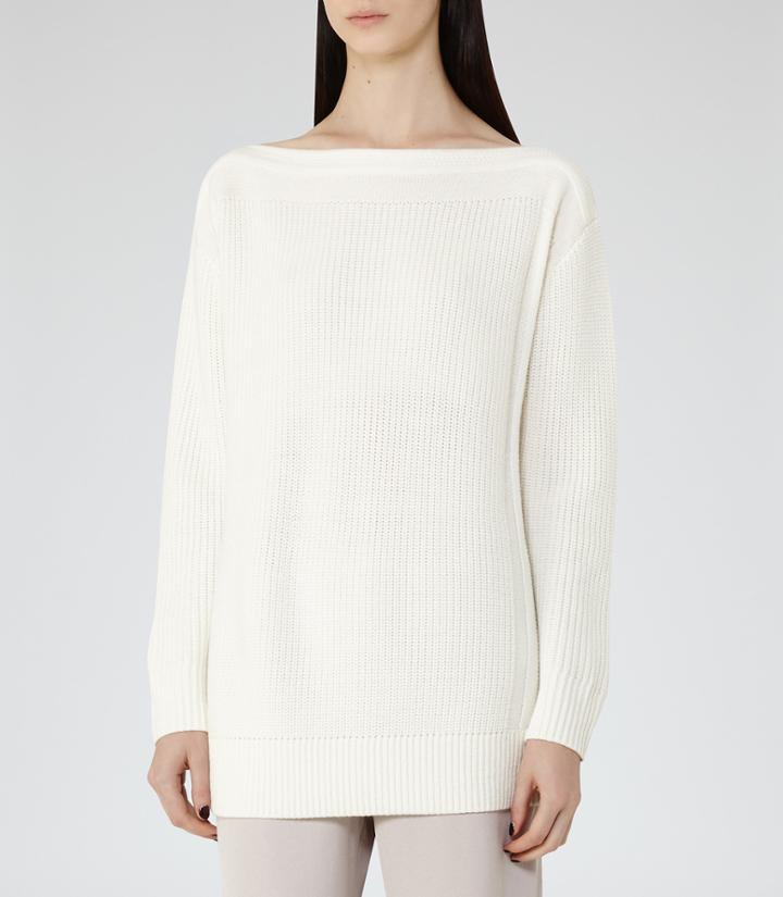 Reiss Amy - Womens Slash-neck Jumper In White, Size S