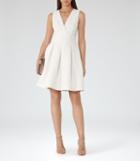 Reiss Winola - Textured Fit And Flare Dress In White, Womens, Size 2