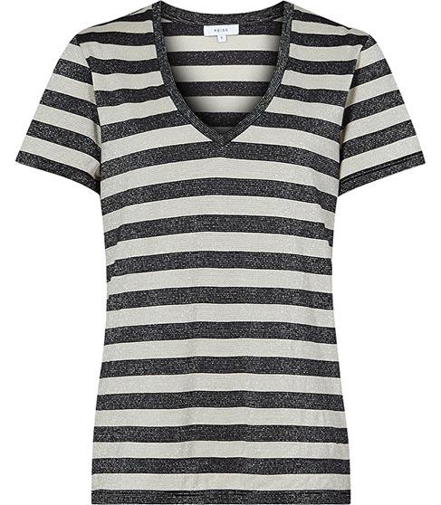 Reiss Novaa Metallic Stripe T-shirt