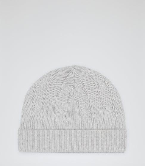 Reiss Bianco Cable Knit Beanie Hat