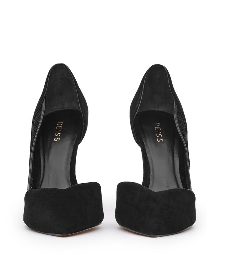 Reiss Maggie - Womens Mesh-detail Court Shoes In Black, Size 4