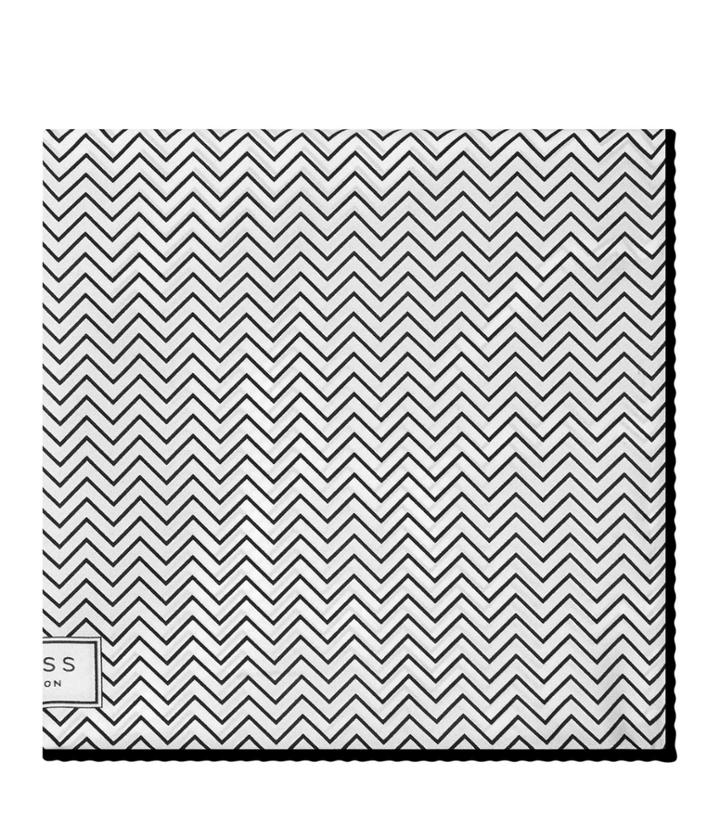 Reiss Anders - Zig-zag Silk Pocket Square In White, Mens