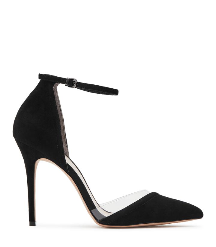Reiss Gaia - Womens Suede And Vinyl Shoes In Black, Size 4