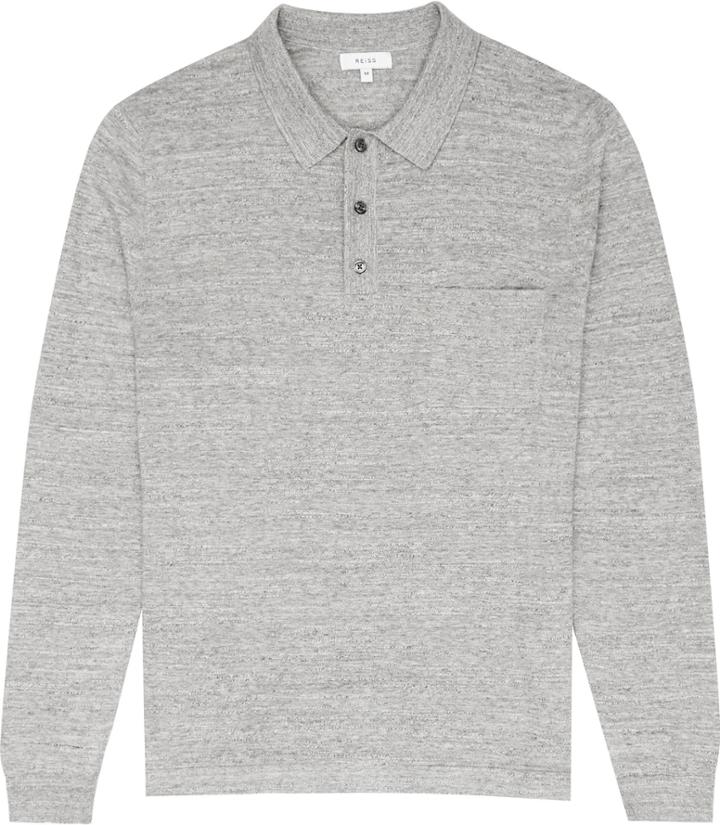 Reiss Tucker - Mens Melange Polo Shirt In Grey, Size Xs