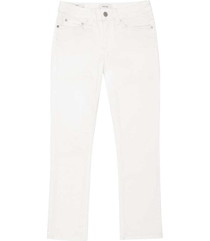 Reiss Faye Off White - Cropped Kick-flare Jeans In White, Womens, Size 24