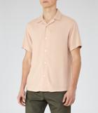 Reiss Lebrewski - Mens Twill Cuban Collar Shirt In Pink, Size Xs