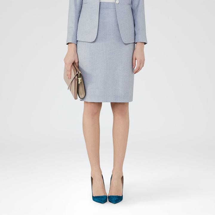 Reiss Wren Skirt - Womens Tailored Pencil Skirt In Blue