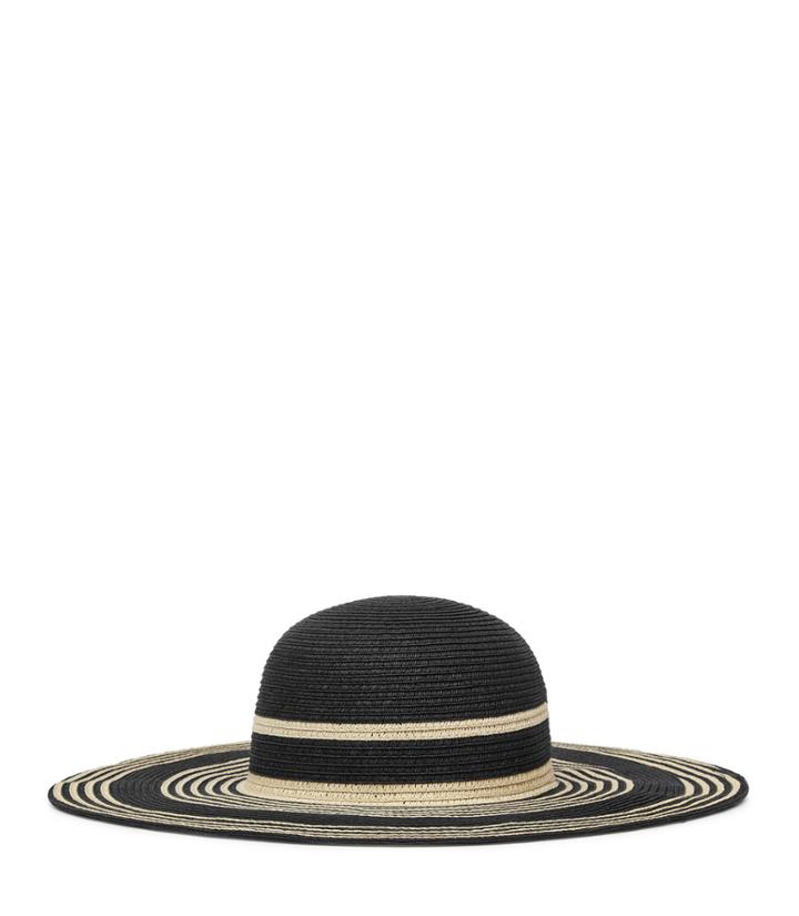 Reiss Aramis Stripe - Womens Wide-brimmed Straw Hat In Black, Size S/m