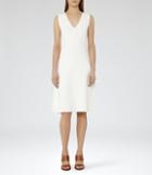 Reiss Michelle - Knitted Fit And Flare Dress In White, Womens, Size 0