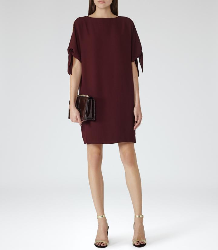 Reiss Georgie - Womens Tie-sleeve Dress In Red, Size 6