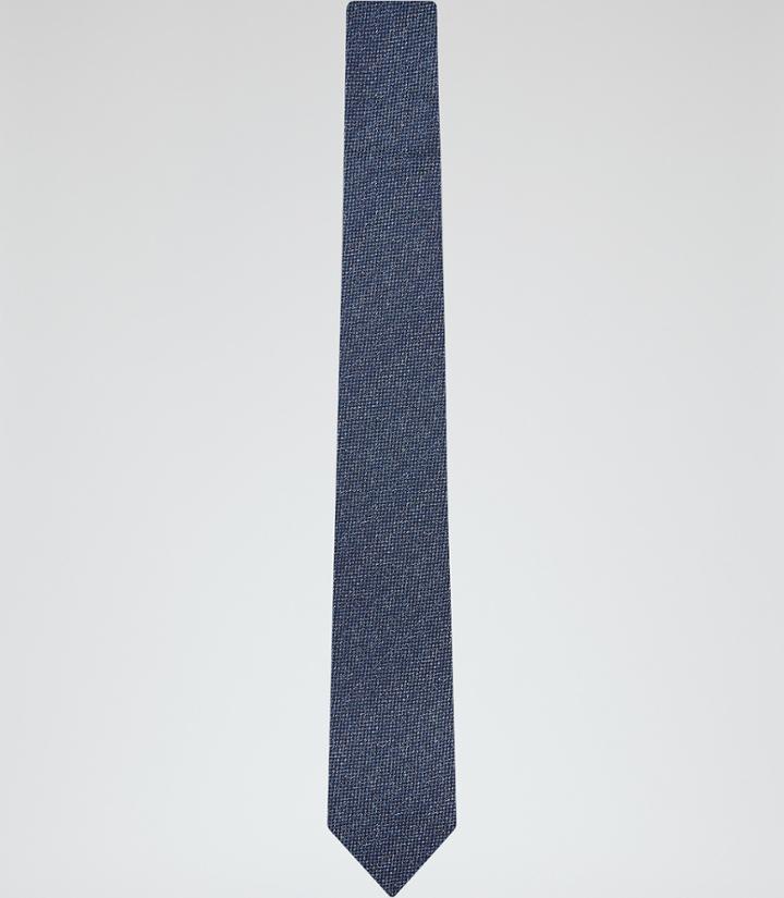 Reiss Ceremony - Mens Textured Silk Tie In Blue, Size One Size