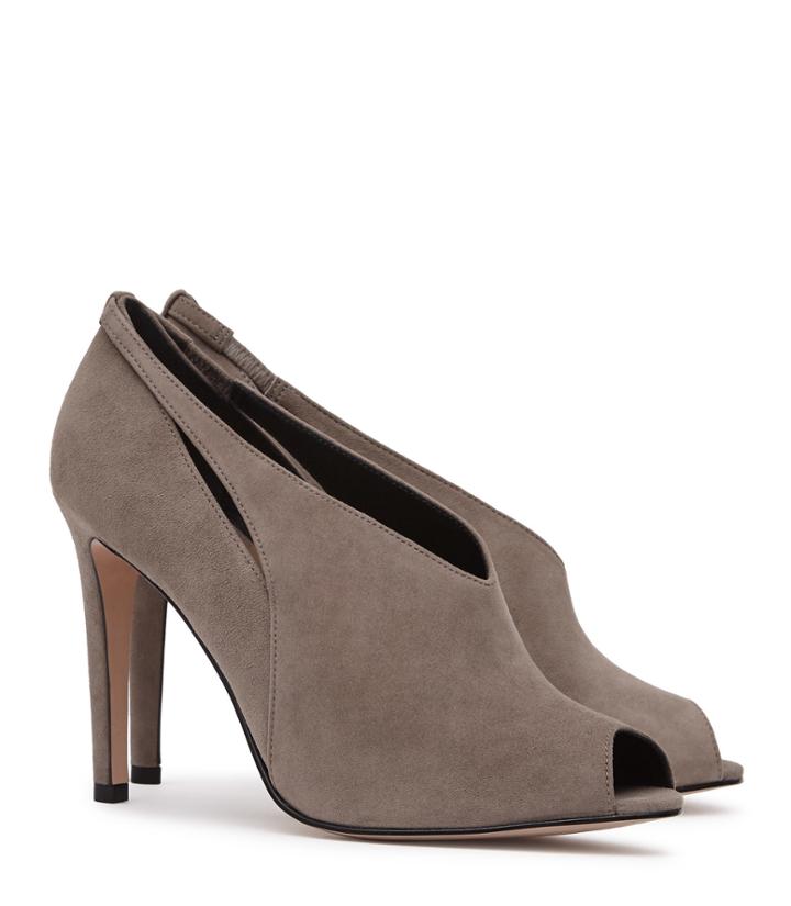 Reiss Dalida Suede - Peep-toe Heels In Grey, Womens, Size 5