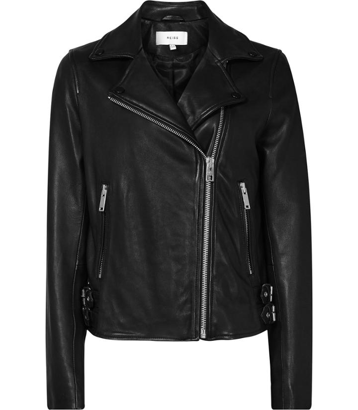 Reiss Caden - Womens Leather Biker Jacket In Black, Size 4