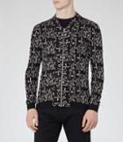 Reiss Cleveland - Mens Jacquard Weave Cardigan In Black, Size S