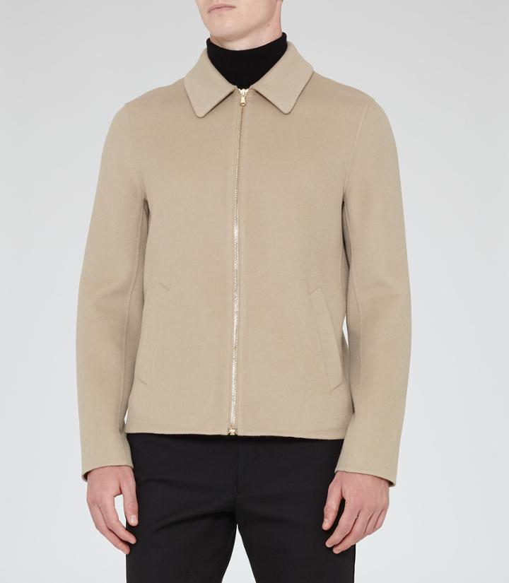 Reiss Sylvester - Mens Contrast Zip Jacket In Brown, Size S