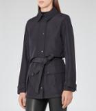Reiss Dale - Womens Cropped Trench Coat In Blue, Size 4