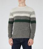 Reiss Tyler - Mens Wool Stripe Jumper In Green, Size S