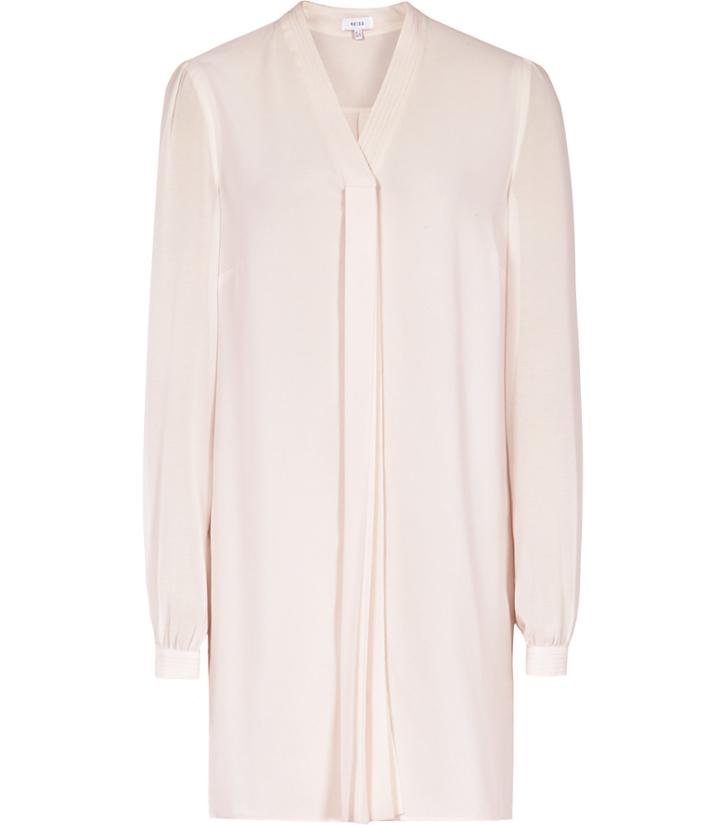Reiss Santana - Womens Plisse-detail Shirt In Ballet Pink, Size 4