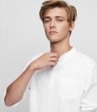 Reiss Rothbury - Cotton Henley Top In White, Mens, Size S
