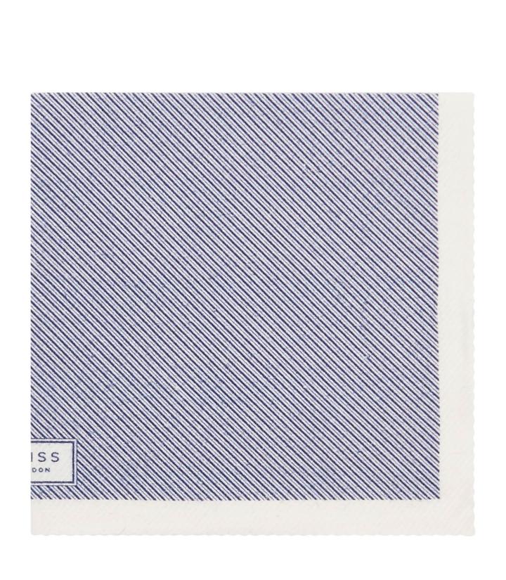 Reiss Stanton - Mens Stripe Pocket Square In Blue, Size One Size