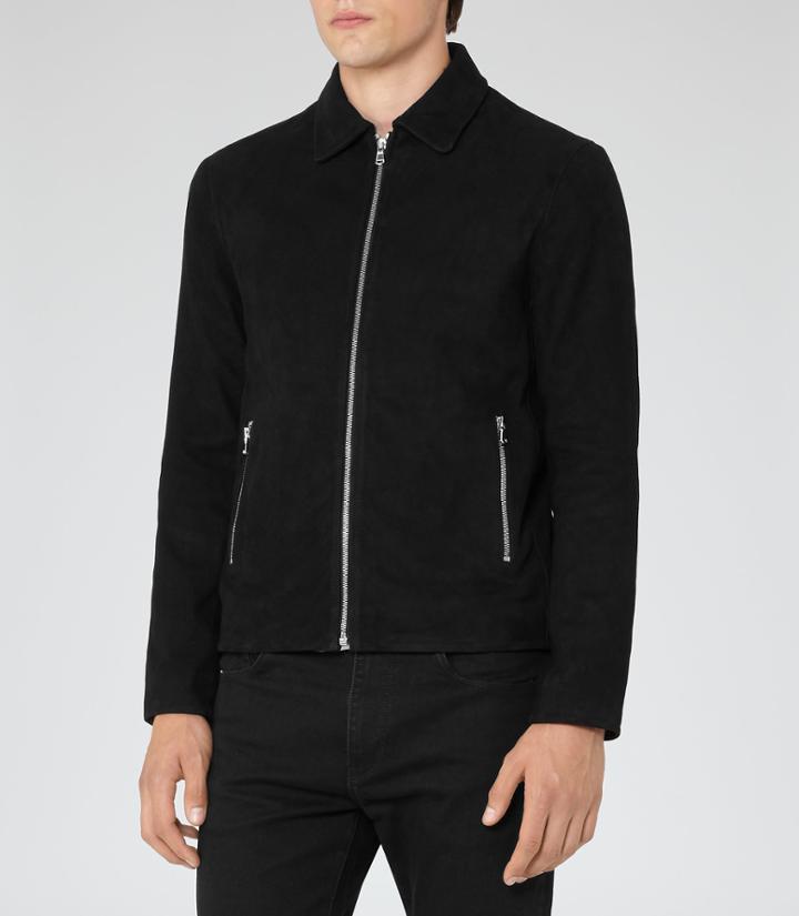 Reiss Bay - Mens Suede Jacket In Black, Size S