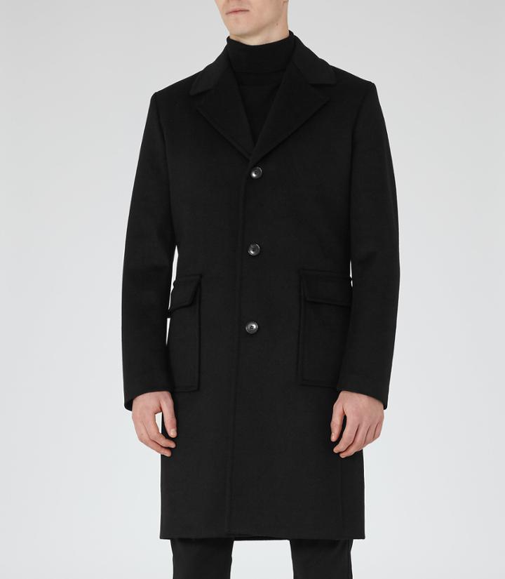Reiss Piste - Mens Wool-blend Coat In Black, Size Xs