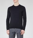 Reiss Hart - Merino Wool Crew-neck Jumper In Blue, Mens, Size Xs