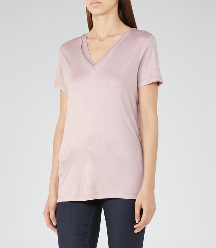 Reiss Leo - Womens Neckline-trim T-shirt In Red, Size S