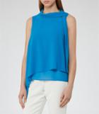 Reiss Trina - Womens Asymmetric Hem Top In Blue, Size 4