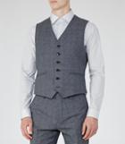 Reiss Morrow W - Mens Mottled Wool Waistcoat In Blue, Size 38