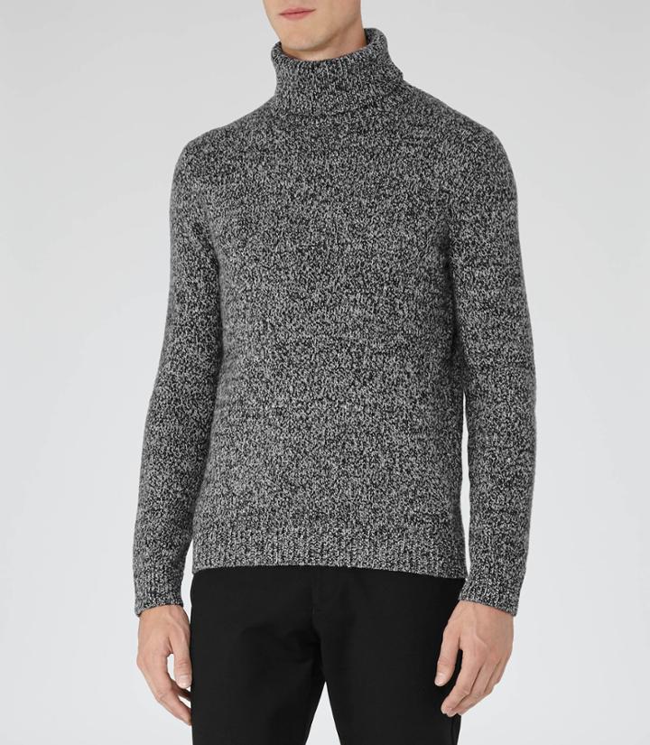Reiss Ziggy - Flecked Rollneck Jumper In Grey, Mens, Size S