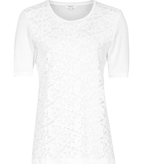 Reiss Yoko Lace-front T-shirt