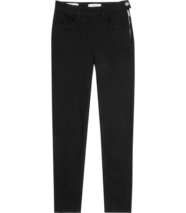 Reiss Hedy Black - High-rise Cropped Jeans In Black, Womens, Size 25
