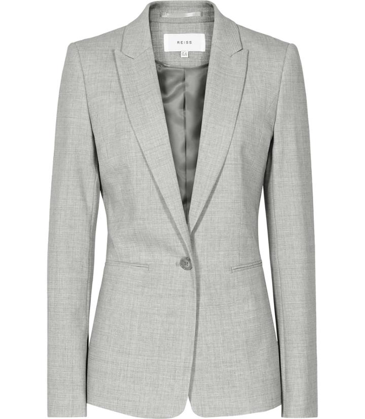 Reiss Aleggra Jacket - Womens Single-breasted Blazer In Grey, Size 4