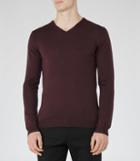Reiss Emporer - Mens Merino V-neck Jumper In Purple, Size S