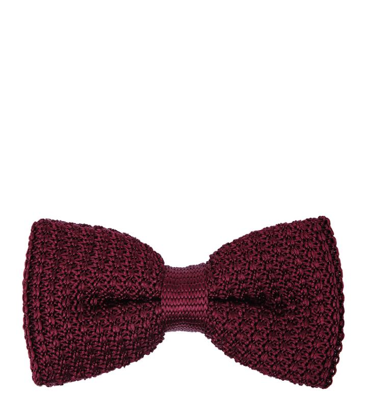 Reiss Dexter - Mens Knitted Silk Bow Tie In Red, Size One Size