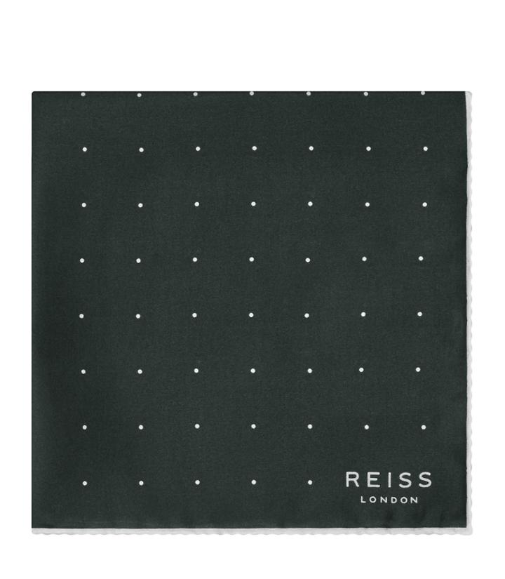 Reiss Helmar - Mens Silk Dotted Pocket Square In Green