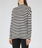 Reiss Annora - Womens Striped High-neck Jumper In Black, Size Xs