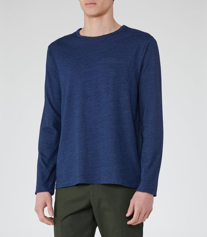 Reiss Kenya - Mens Long Sleeve T-shirt In Blue, Size Xl