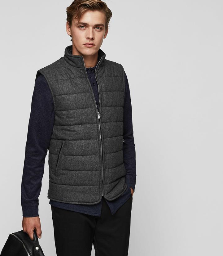 Reiss Frankie - Padded Gilet In Grey, Mens, Size Xs