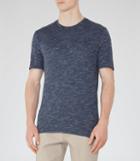 Reiss Fordon - Flecked Crew-neck T-shirt In Blue, Mens, Size Xs