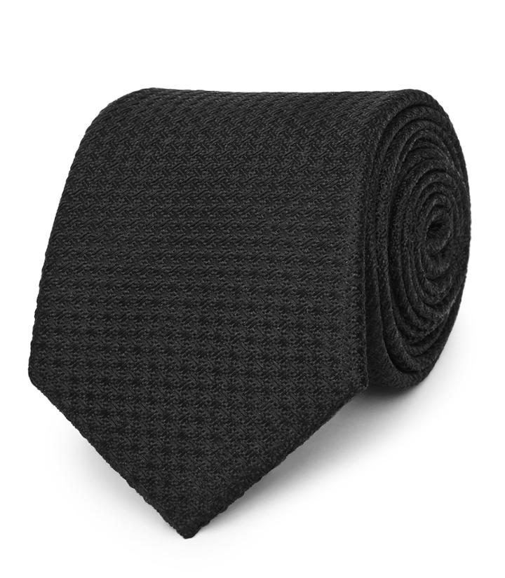 Reiss Theobald - Mens Textured Silk Tie In Black, Size One Size