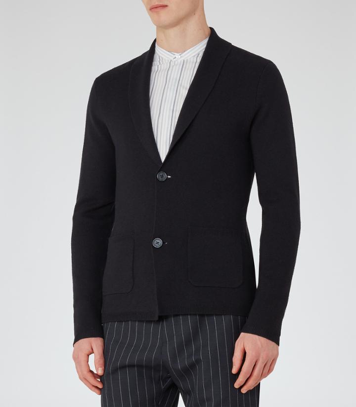 Reiss Watchman - Shawl Collar Cardigan In Blue, Mens, Size Xs