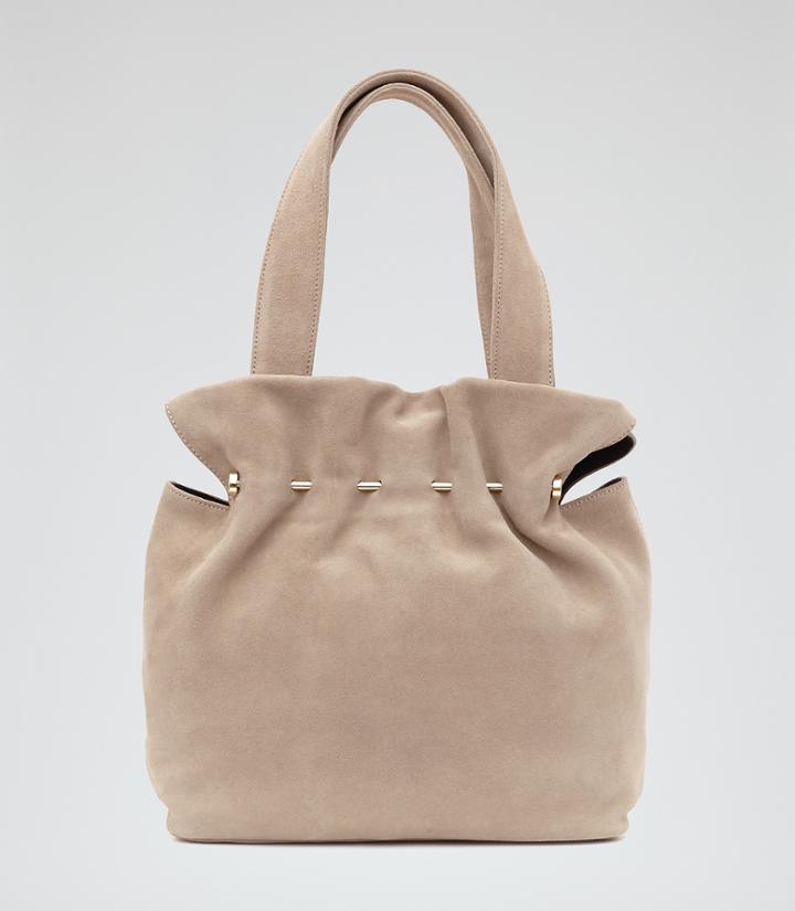 Reiss Cassius - Womens Suede And Metal Tote In White, One Size