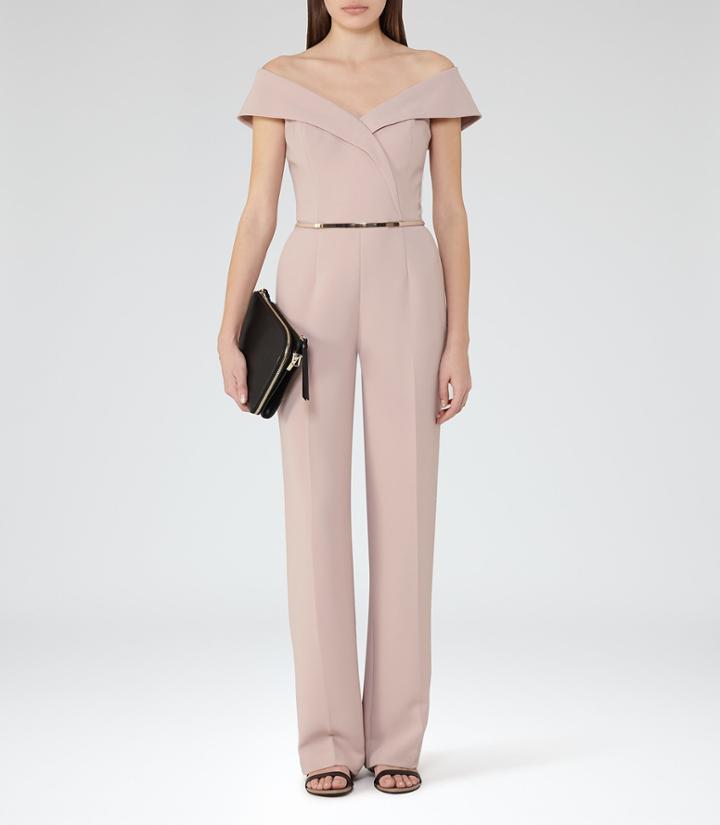 Reiss Adina - Womens Off-the-shoulder Jumpsuit In Pink, Size 4